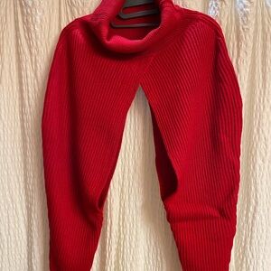 Free People Bold Red Cowl Neck Sweater